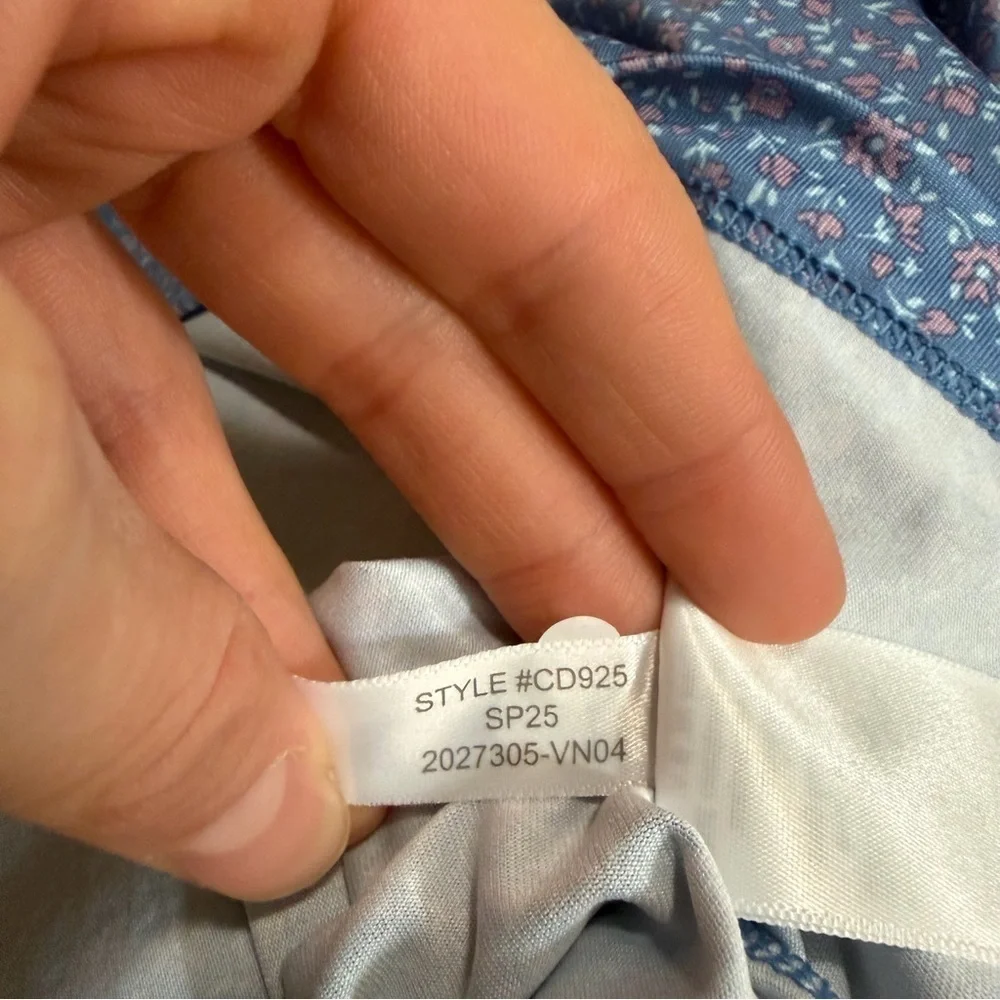 Nwot j crew Printed performance polo shirt ditsy blue pink floral